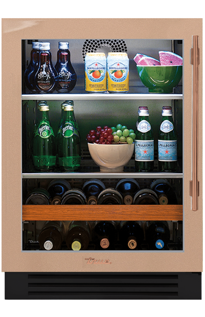 Undercounter Beverage Center, Left Hinged, Champagne, Copper Hardware TBC24LOGCDSK179H03