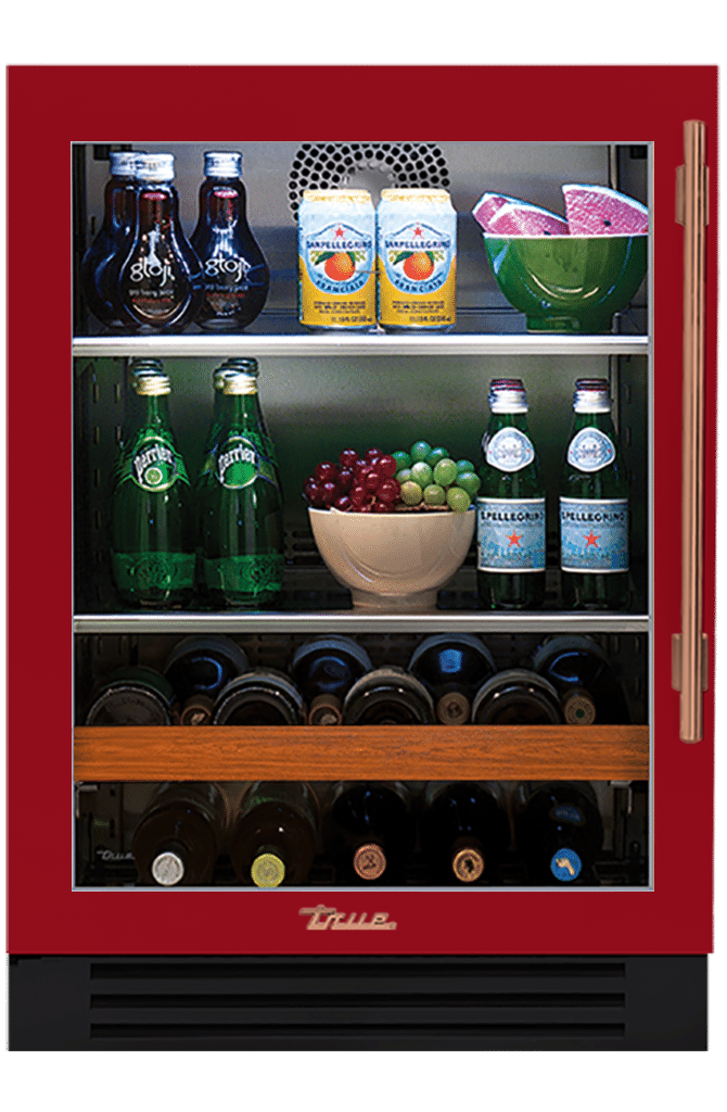 Undercounter Beverage Center, Left Hinged, Crimson, Copper Hardware TBC24LOGCDSK193H03