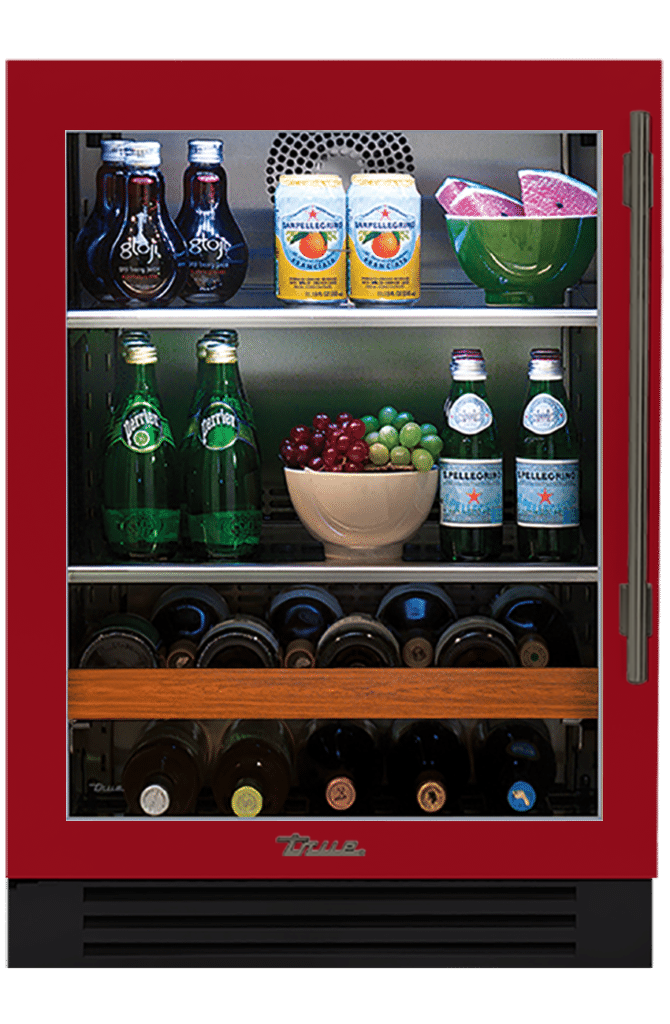 Undercounter Beverage Center, Left Hinged, Crimson, Pewter Hardware TBC24LOGCDSK193H05