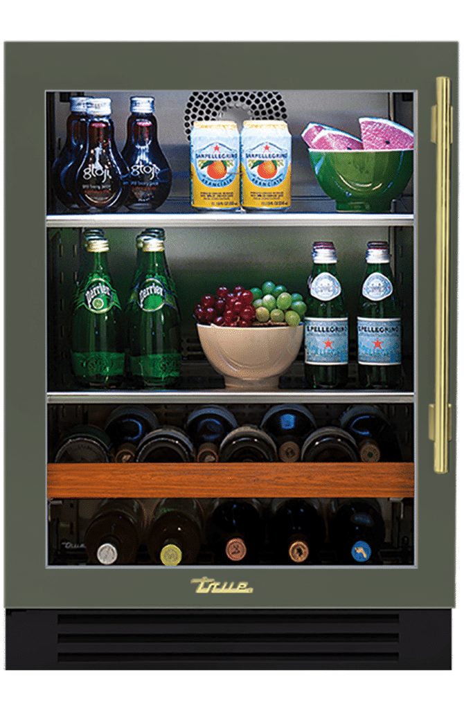 Undercounter Beverage Center, Left Hinged, Olive, Brass Hardware TBC24LOGCDSK238H01