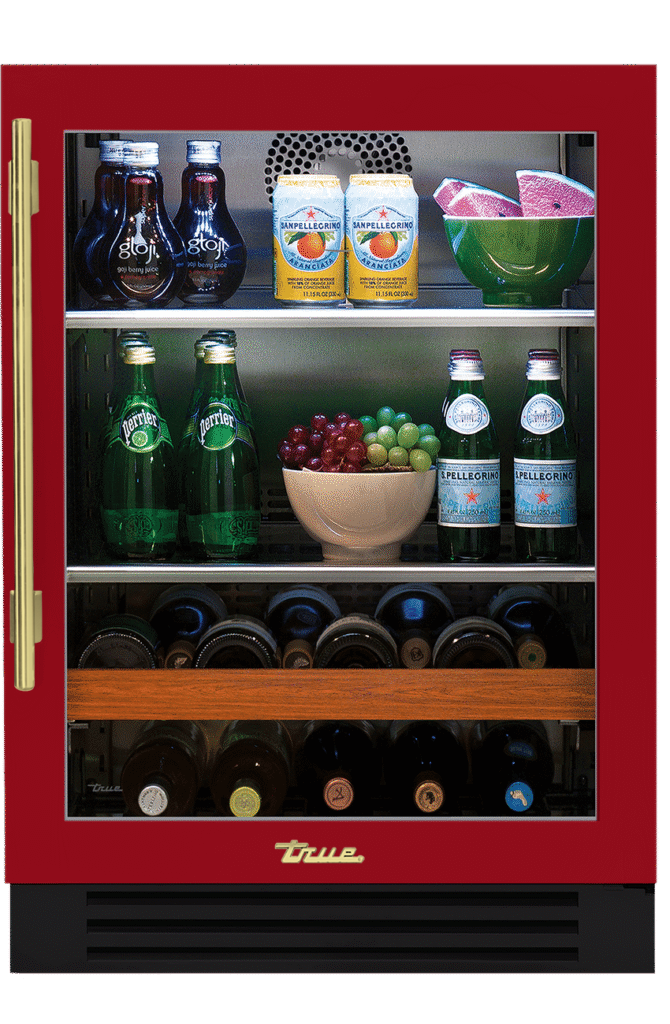 Undercounter Beverage Center, Right Hinged, Crimson, Brass Hardware TBC24ROGCDSK193H01