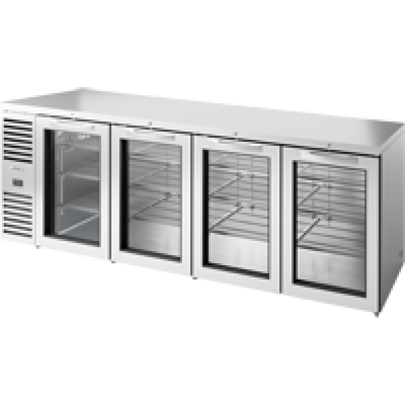 Reach-In Single Zone Refrigerator with Left Side Refrigeration System. Stainless Exterior and Glass Swing Doors TBR108RISZ1LSGGGG1
