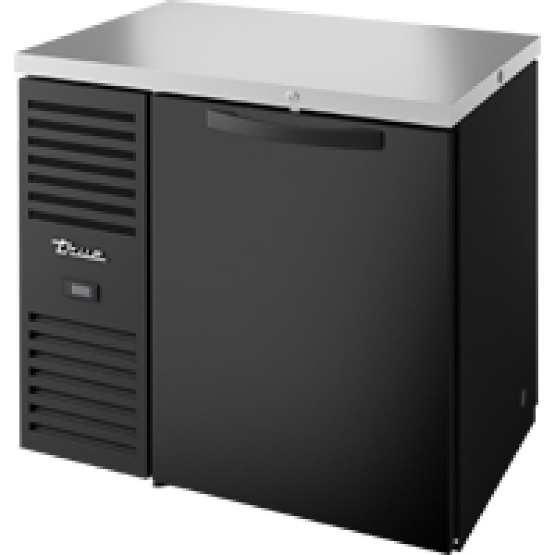 Pass-Thru Single Zone Refrigerator with Left Side Refrigeration System. Black Exterior and Solid Swing Doors TBR36PTSZ1LBSS1