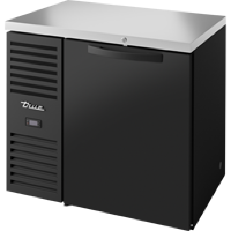 Reach-In Single Zone Refrigerator with Left Side Refrigeration System. Black Exterior and Solid Swing Doors TBR36RISZ1LBS1