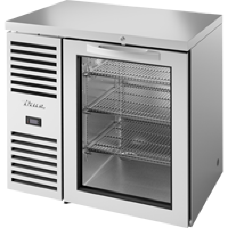 Reach-In Single Zone Refrigerator with Left Side Refrigeration System. Stainless Exterior and Glass Swing Doors TBR36RISZ1LSG1