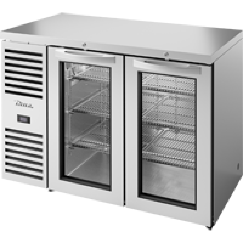 Reach-In Single Zone Refrigerator with Left Side Refrigeration System. Stainless Exterior and Glass Swing Doors TBR48RISZ1LSGG1