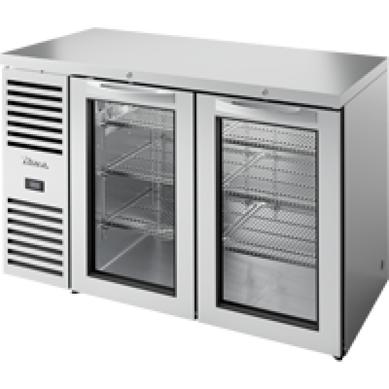 Reach-In Single Zone Refrigerator with Left Side Refrigeration System. Stainless Exterior and Glass Swing Doors TBR52RISZ1LSGG1