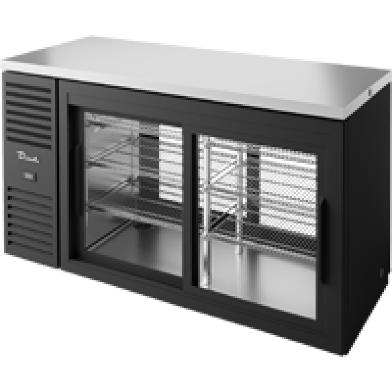 Pass-Thru Single Zone Refrigerator with Left Side Refrigeration System. Black Exterior and Glass Slide Doors TBR60PTSZ1LB11111