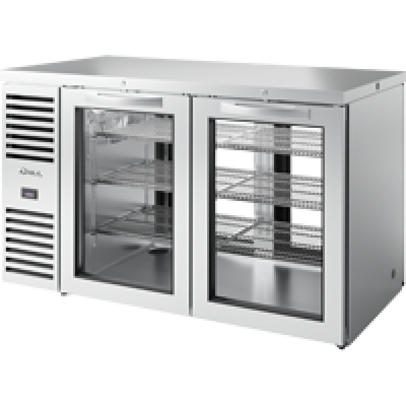 Pass-Thru Single Zone Refrigerator with Left Side Refrigeration System. Stainless Exterior and Glass Swing Doors TBR60PTSZ1LSGGGG1