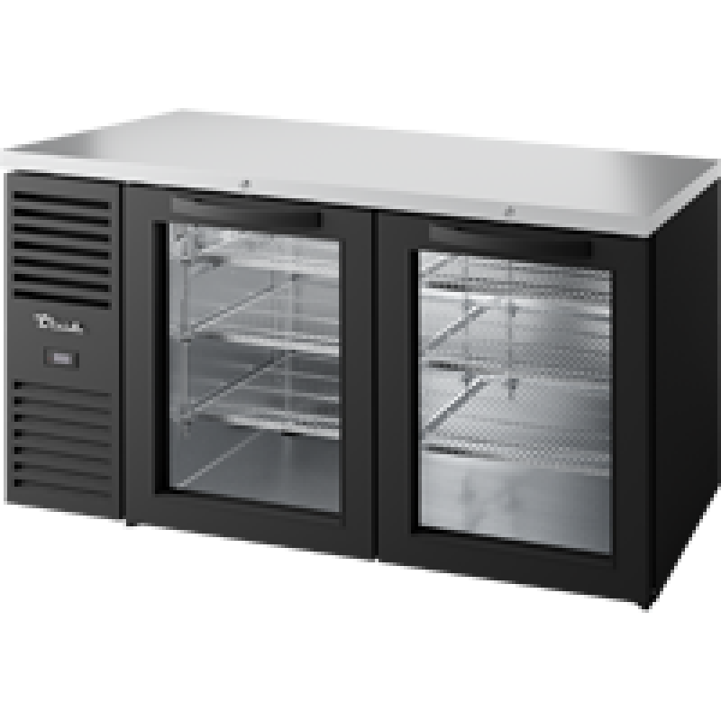 Reach-In Single Zone Refrigerator with Left Side Refrigeration System. Black Exterior and Glass Swing Doors TBR60RISZ1LBGG1