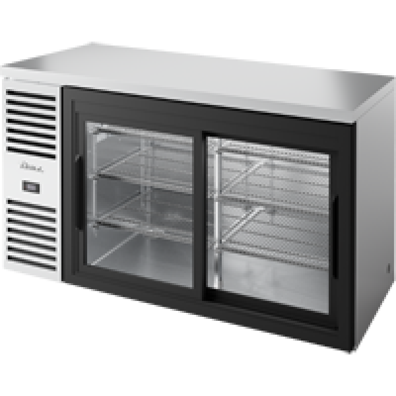 Reach-In Single Zone Refrigerator with Left Side Refrigeration System. Stainless Exterior and Glass Slide Doors TBR60RISZ1LS111