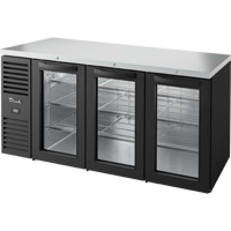 Reach-In Single Zone Refrigerator with Left Side Refrigeration System. Black Exterior and Glass Swing Doors TBR72RISZ1LBGGG1