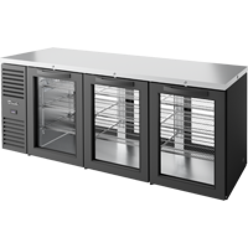 Pass-Thru Single Zone Refrigerator with Left Side Refrigeration System. Black Exterior and Glass Swing Doors TBR84PTSZ1LBGGGGGG1