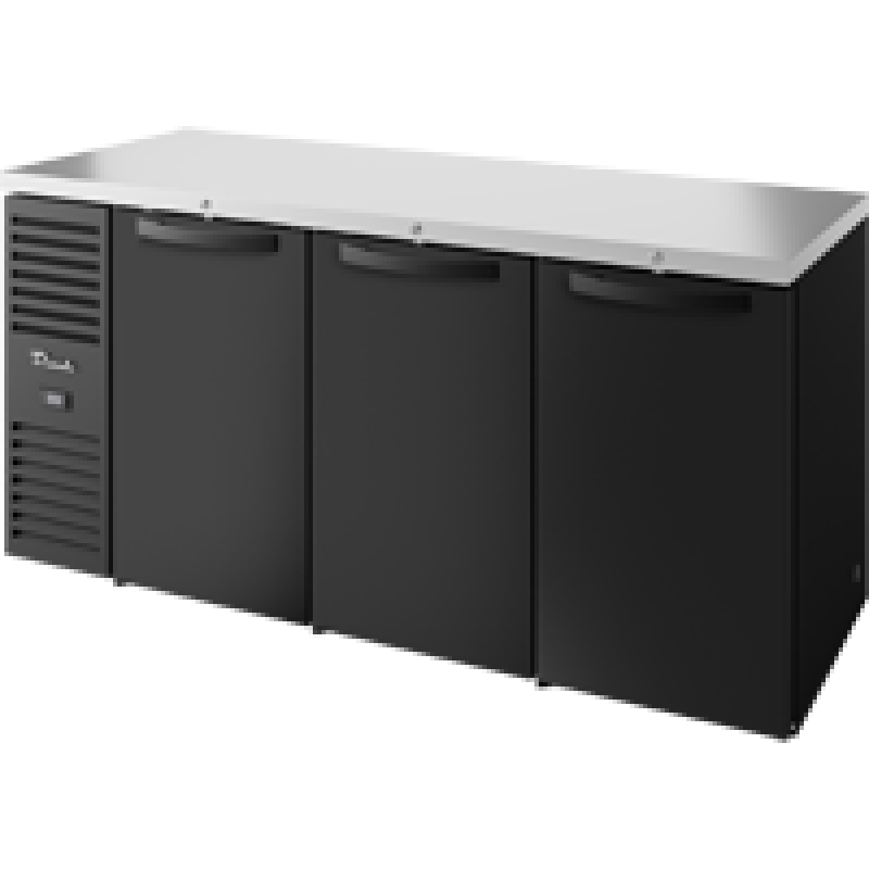 Reach-In Single Zone Refrigerator with Left Side Refrigeration System. Black Exterior and Solid Swing Doors TBR84RISZ1LBSSS1