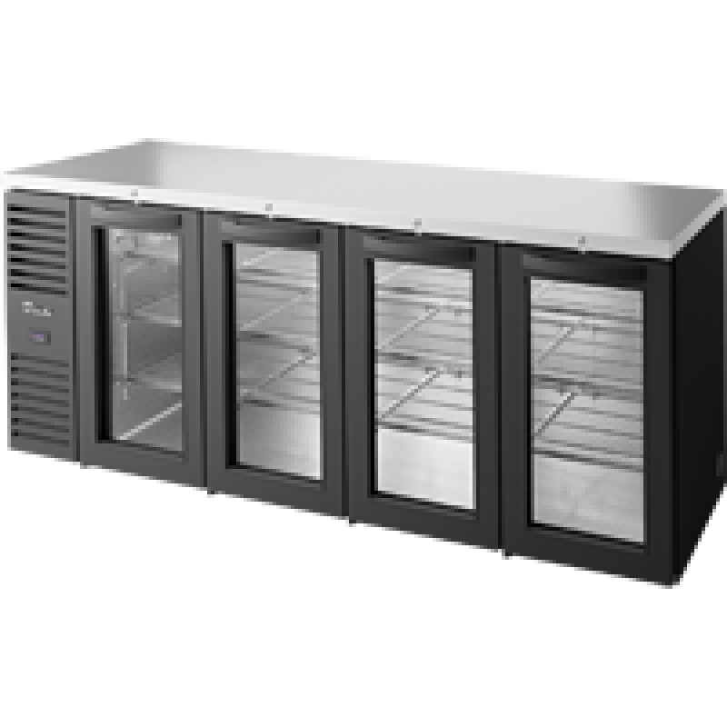 Reach-In Single Zone Refrigerator with Left Side Refrigeration System. Black Exterior and Glass Swing Doors TBR92RISZ1LBGGGG1