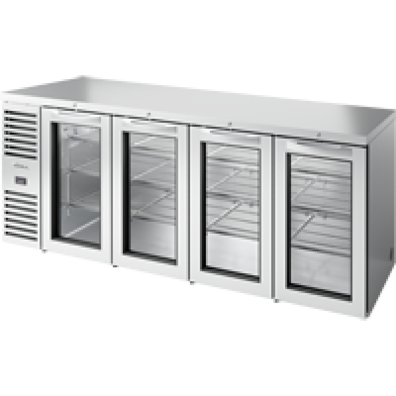 Reach-In Single Zone Refrigerator with Left Side Refrigeration System. Stainless Exterior and Glass Swing Doors TBR92RISZ1LSGGGG1