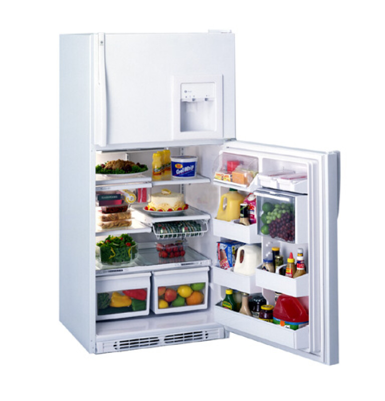GE Profile 21.5 Cu. Ft. Top-Mount No-Frost Refrigerator with Dispenser Black TBX22PRBRBB Picture 1