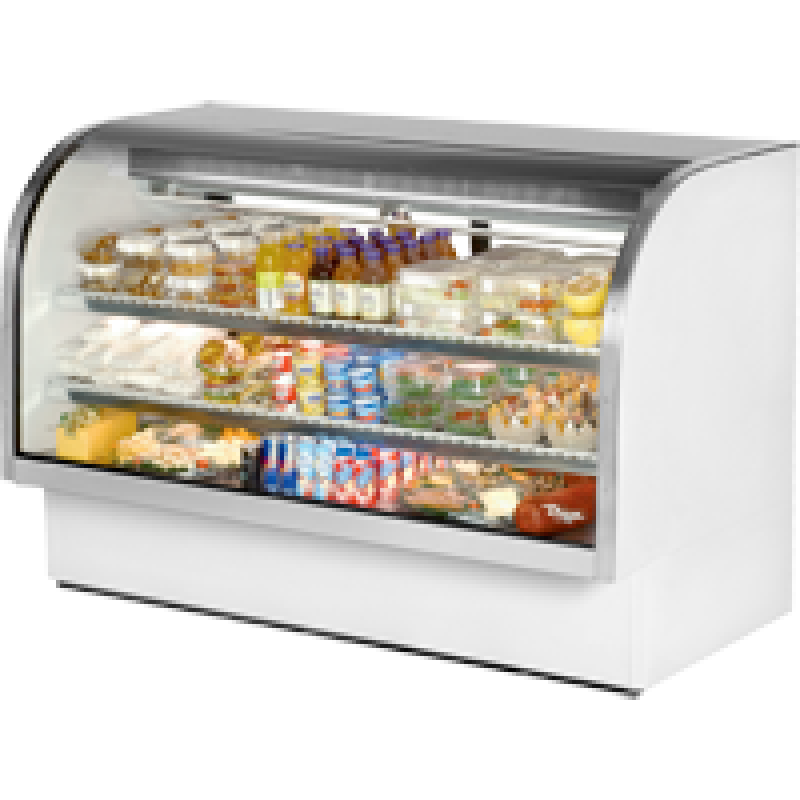 Curved Glass Refrigerated Deli Case with Hydrocarbon Refrigerant and LED Lighting TCGG72HCLD