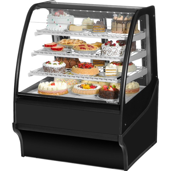 Curved Glass, Glass End Refrigerator with Black Exterior and White Interior TDMR36GEGEBW