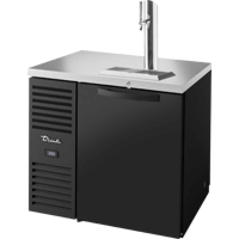 Pass-Thru Single Zone Refrigerator with Left Side Refrigeration System. Black Exterior and Solid Swing Doors TDR36PTSZ1LBSS1