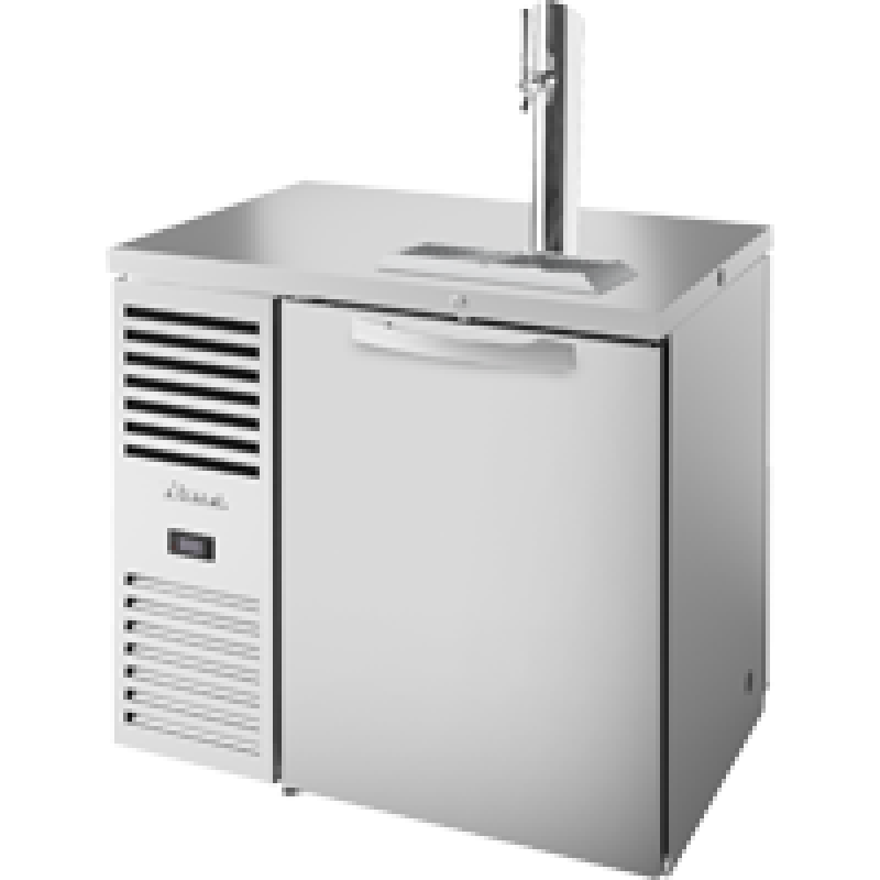 Pass-Thru Single Zone Refrigerator with Left Side Refrigeration System. Stainless Exterior and Solid Swing Doors TDR36PTSZ1LSSS1