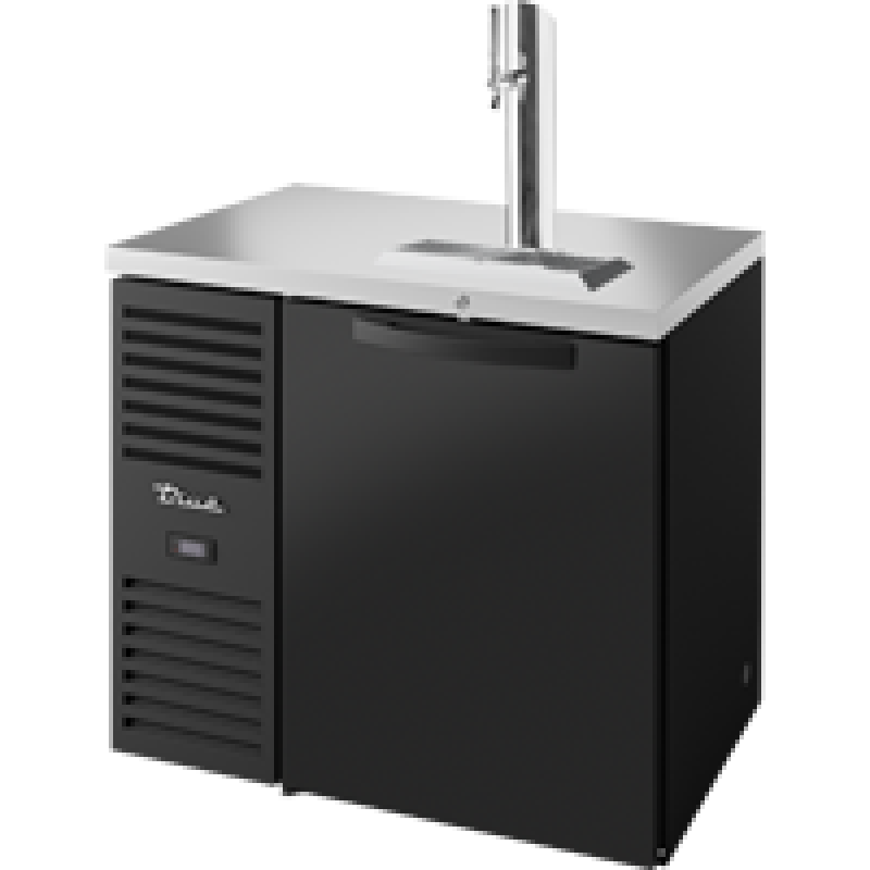 Reach-In Single Zone Refrigerator with Left Side Refrigeration System. Black Exterior and Solid Swing Doors TDR36RISZ1LBS1