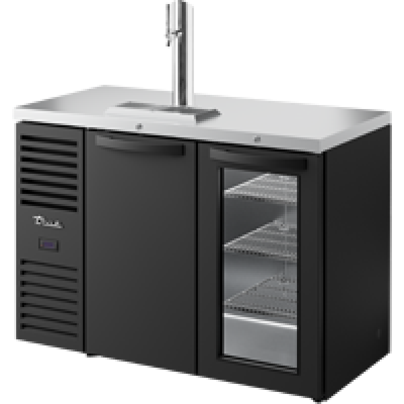Reach-In Single Zone Refrigerator with Left Side Refrigeration System. Black Exterior and Solid & Glass Swing Doors TDR48RISZ1LBSG1