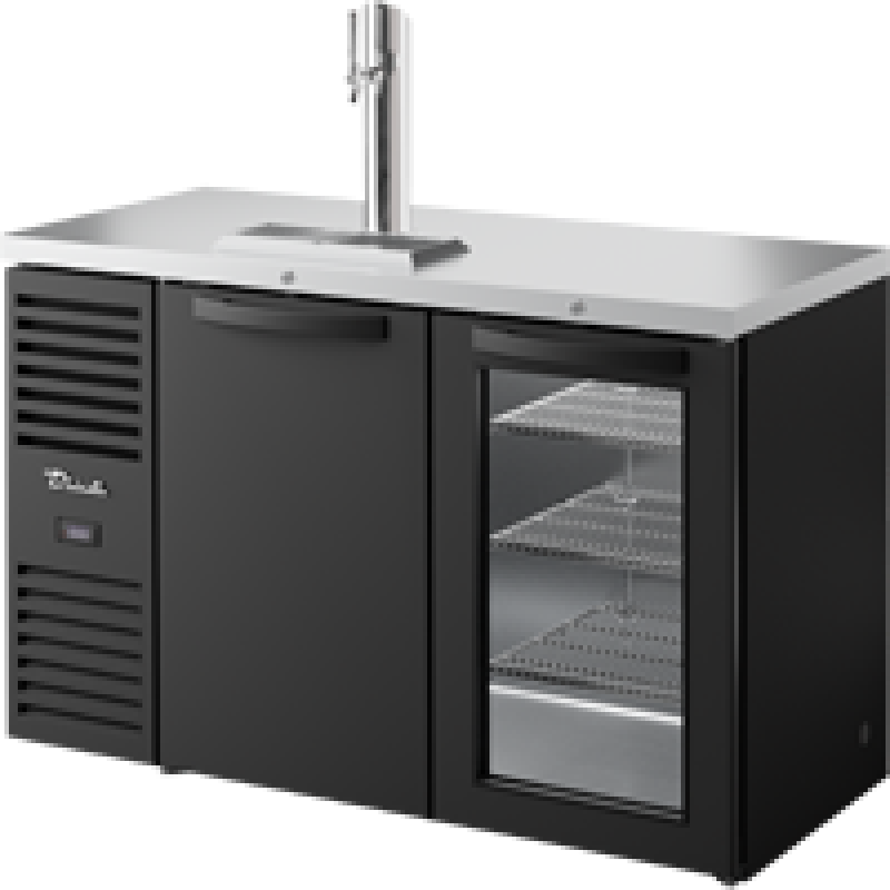 Reach-In Single Zone Refrigerator with Left Side Refrigeration System. Black Exterior and Solid & Glass Swing Doors TDR52RISZ1LBSG1