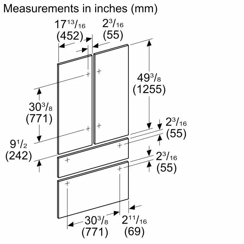 Door Panel Kit French Door Bottom Mount Refrigerator, TFL36IT100