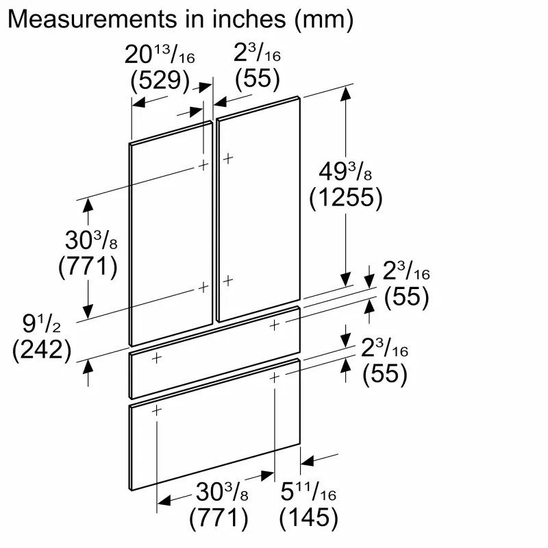 Door Panel French Door Bottom Mount Refrigerator, TFL42IT100