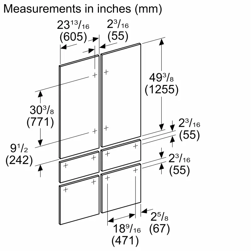 Door Panel French Door Bottom Mount Refrigerator, TFL48IT100
