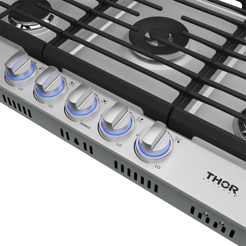 36 Inch Professional Gas Cooktop In Stainless Steel TGC36F