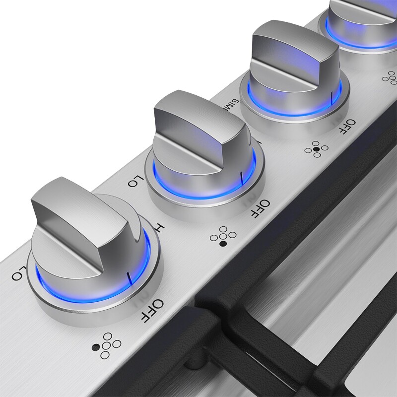 36 Inch Professional Gas Cooktop In Stainless Steel TGC36F