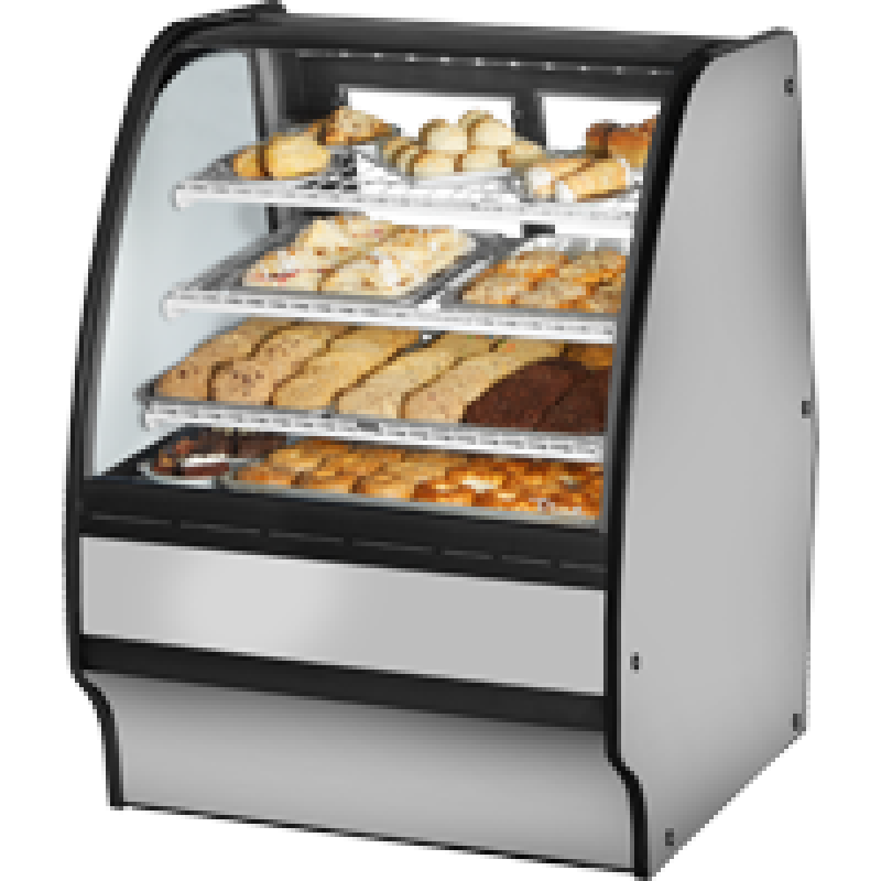 Fixed Front Curved Glass, Solid Colored End Dry Case with Stainless Exterior and White Interior TGMDC36SCSCSW