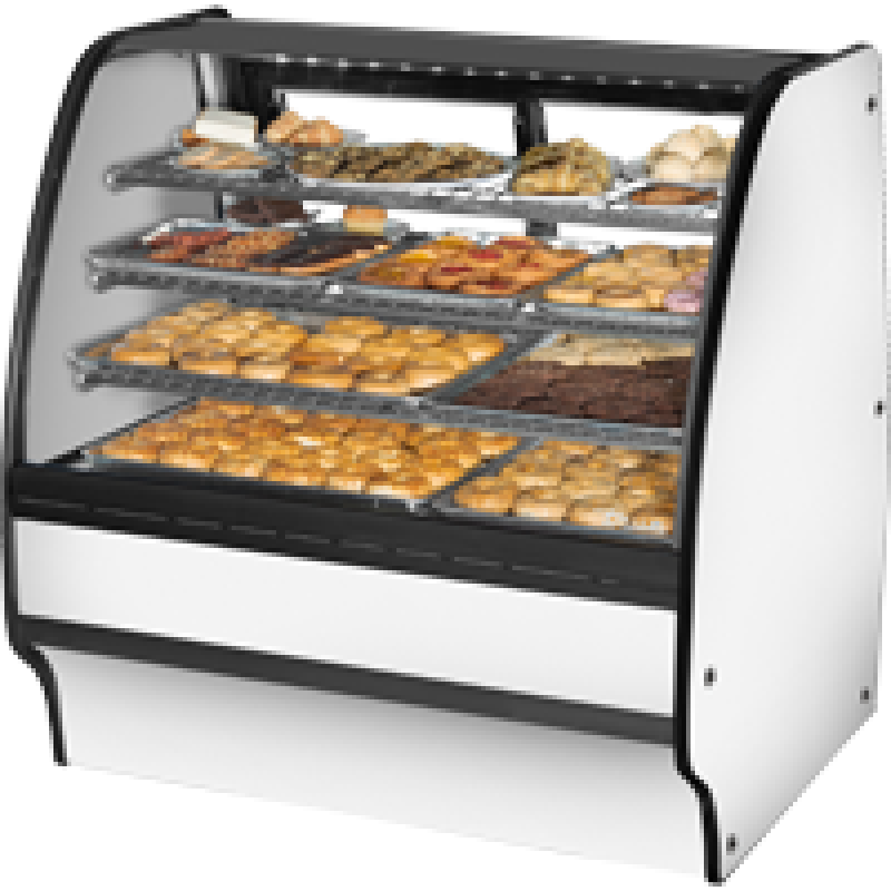 Fixed Front Curved Glass, Solid Colored End Dry Case with Stainless Exterior and White Interior TGMDC48SCSCSW