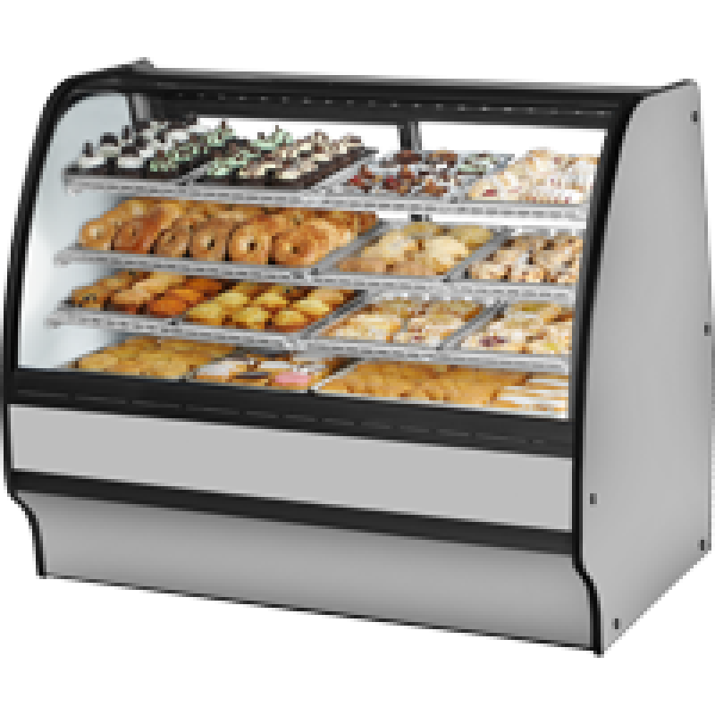Fixed Front Curved Glass, Solid Colored End Dry Case with Stainless Exterior and White Interior TGMDC59SCSCSW