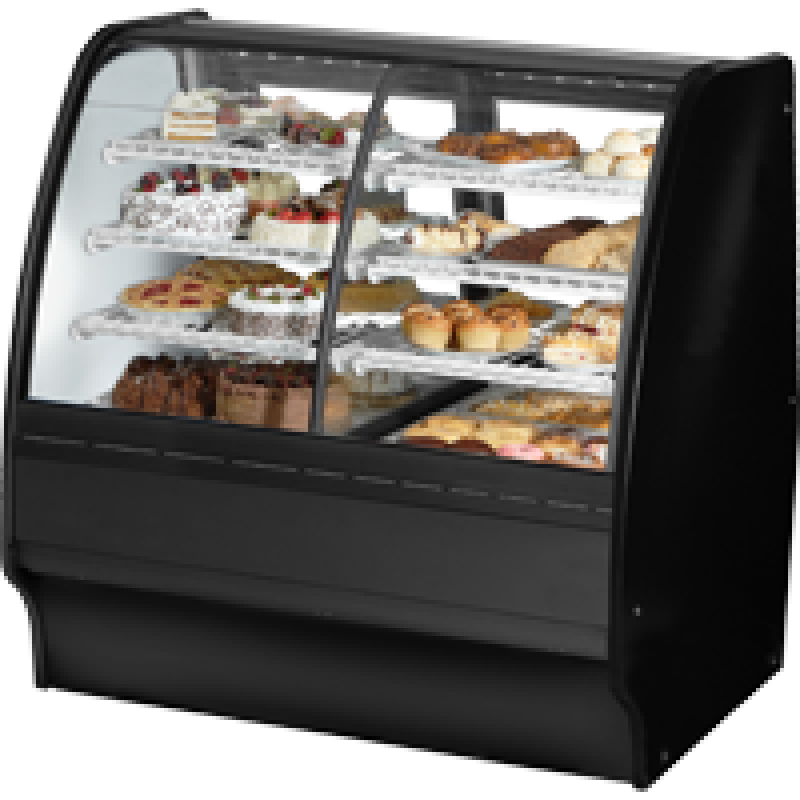 Fixed Front Curved Glass, Solid Colored End Dual Zone with Black Exterior and White Interior TGMDZ48SCSCBW