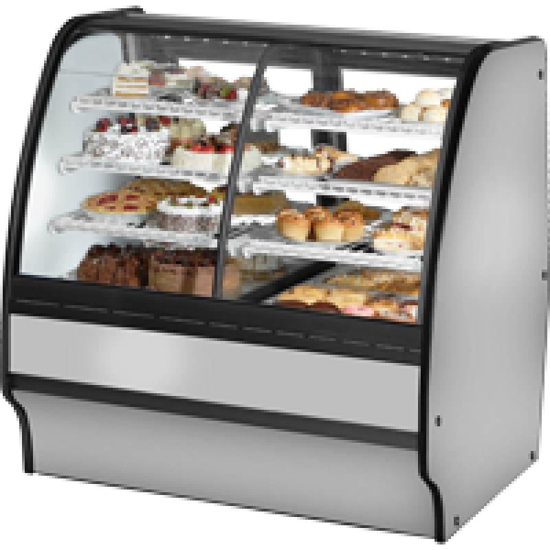 Fixed Front Curved Glass, Solid Colored End Dual Zone with Stainless Exterior and White Interior TGMDZ48SCSCSW