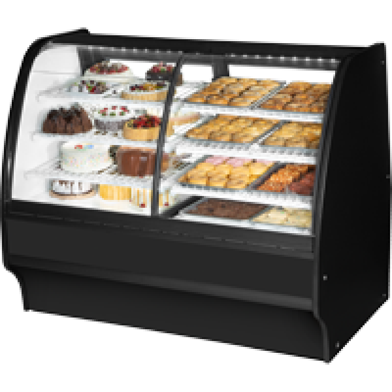 Fixed Front Curved Glass, Solid Colored End Dual Zone with Black Exterior and White Interior TGMDZ59SCSCBW