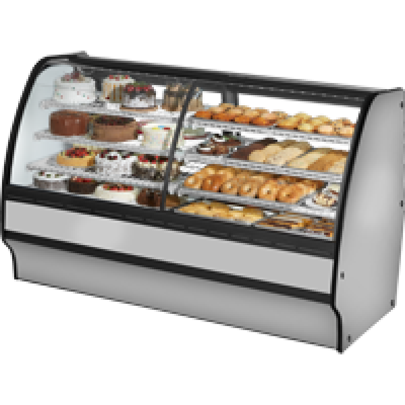Fixed Front Curved Glass, Solid Colored End Dual Zone with Stainless Exterior and White Interior TGMDZ77SCSCSW