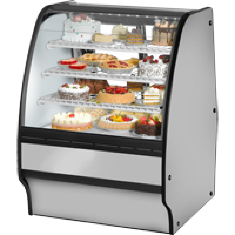 Fixed Front Curved Glass, Solid Colored End Refrigerator with Stainless Exterior and White Interior TGMR36SCSCSW