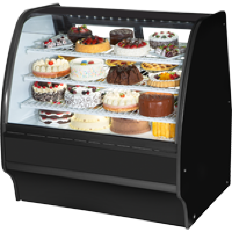 Fixed Front Curved Glass, Solid Colored End Refrigerator with Black Exterior and White Interior TGMR48SCSCBW