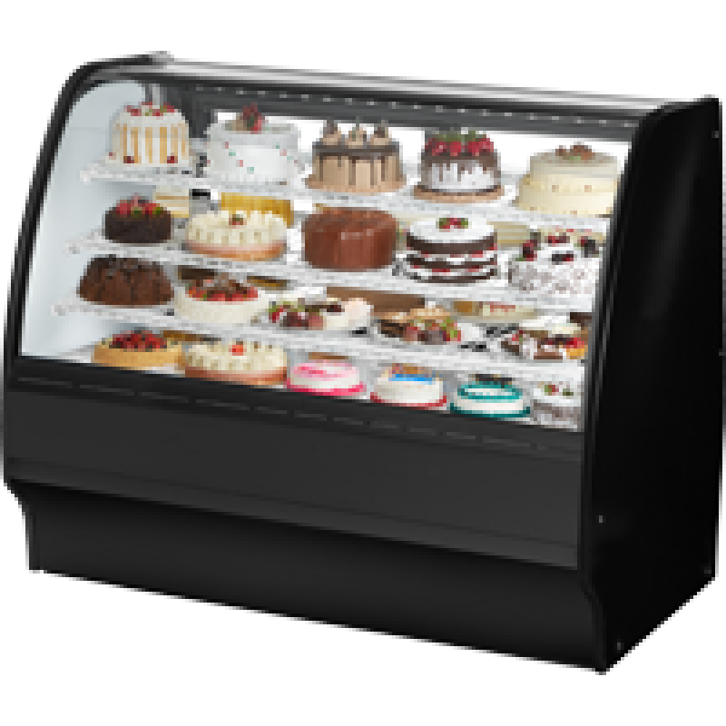 Fixed Front Curved Glass, Solid Colored End Refrigerator with Black Exterior and White Interior TGMR59SCSCBW