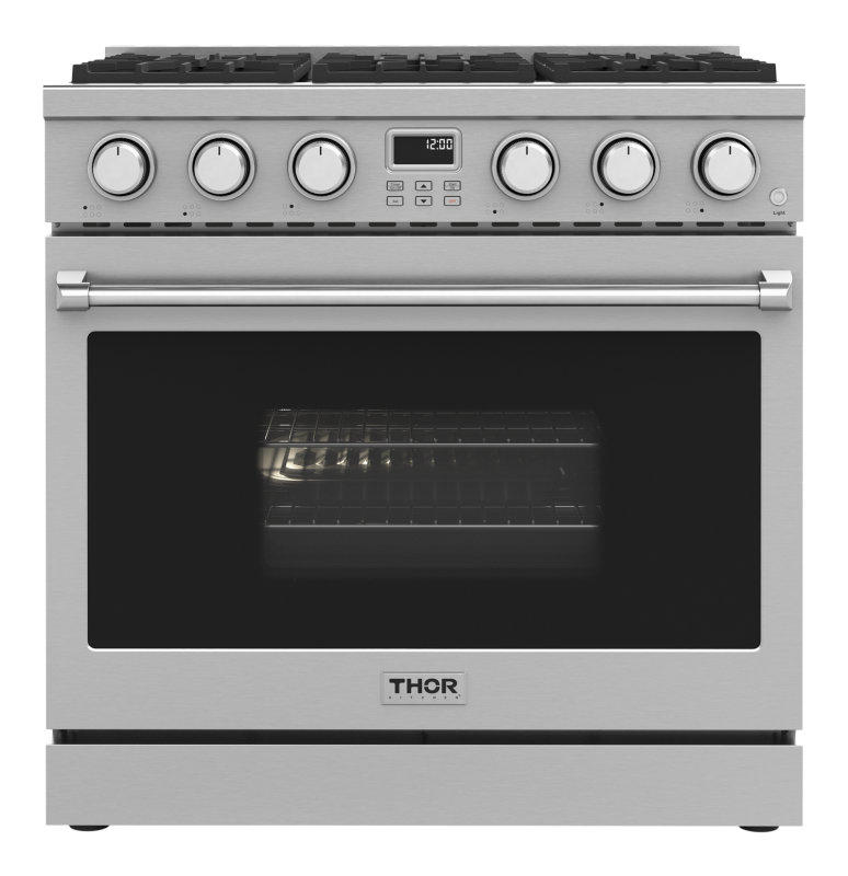 36 Inch Contemporary Professional Gas Range In Stainless Steel Thor Kitchen ARG36