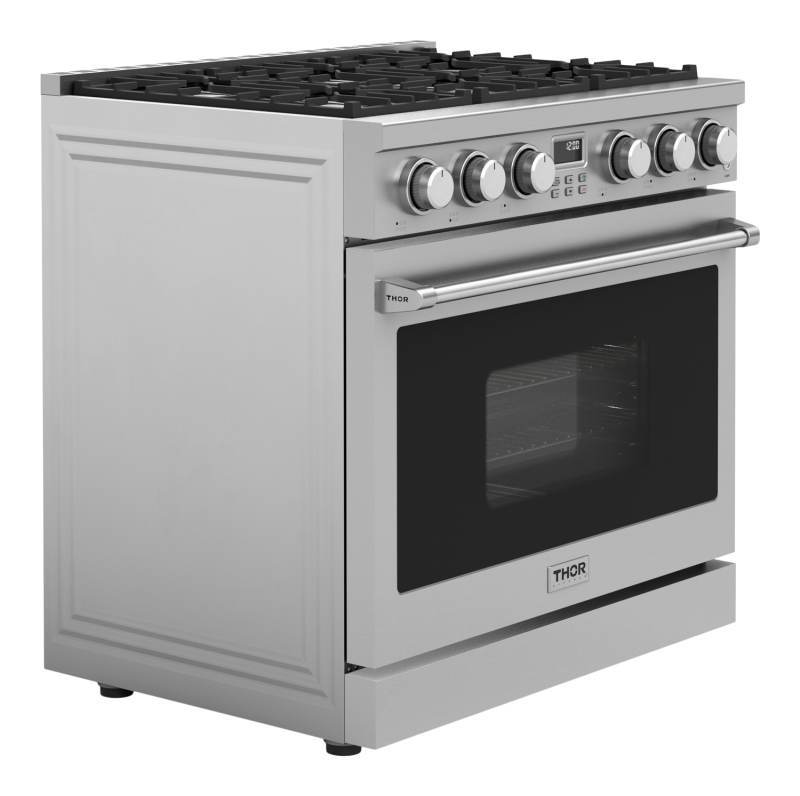 36 Inch Contemporary Professional Gas Range In Stainless Steel Thor Kitchen ARG36