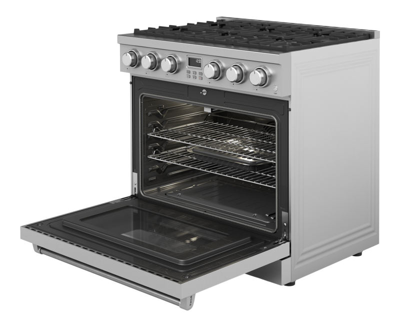 36 Inch Contemporary Professional Gas Range In Stainless Steel Thor Kitchen ARG36