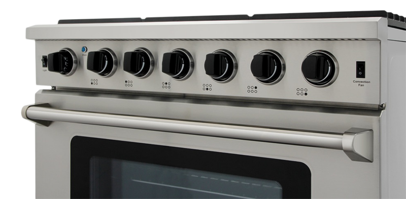 36 Inch Freestanding Gas Range, 6 Burner Convection Oven Thor Kitchen LRG3601U