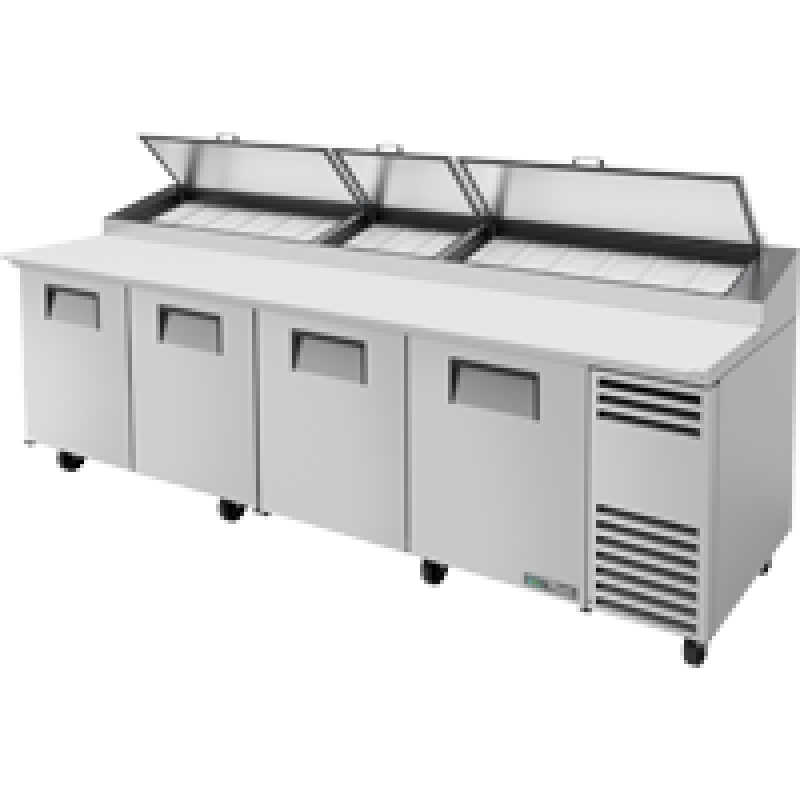 Solid Door Pizza Prep Table with Angled Top and Hydrocarbon Refrigerant TPPAT119HC