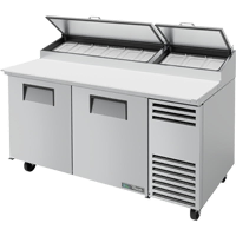 Solid Door Pizza Prep Table with Angled Top and Hydrocarbon Refrigerant TPPAT67HC