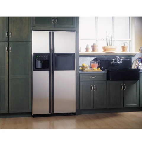 GE Profile Performance 23.7 Cu. Ft. CustomStyle Side-by-Side Refrigerator w/ Refreshment Center & Electronic Monitor TPS24PBDBS